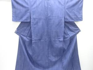 アンティーク　縞模様織出し暈し手織り紬単衣着物